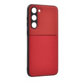 Gigapack Samsung Galaxy S23 Plus (SM-S916) műanyag védő (szilikon keret, bőr hatású hátlap, csíkos minta) piros