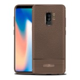 Gigapack Samsung Galaxy S9 Plus (SM-G965) szilikon telefonvédő (közepesen ütésálló, bőr hatású, szálcsiszolt) barna