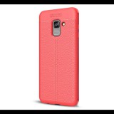 Gigapack Szilikon telefonvédő (közepesen ütésálló, bőr hatású, varrás minta) PIROS [Samsung Galaxy A8 (2018) SM-A530F] (5996457748327) - Telefontok
