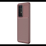 Gigapack Szilikon telefonvédő (közepesen ütésálló, légpárnás sarok, karbon minta) BARNA [Huawei P40 Pro+ 5G] (5996457945825) - Telefontok