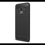 Gigapack Szilikon telefonvédő (közepesen ütésálló, légpárnás sarok, szálcsiszolt, karbon minta) FEKETE [Samsung Galaxy A8 Plus (2018) SM-A730F] (5996457749409) - Telefontok