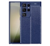 Gigapack Szilikon telefonvédő (ütésállóság, bőr hatású, varrás minta) SÖTÉTKÉK Samsung Galaxy S24 Ultra (SM-S928)