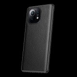 Gigapack Szilikon telefonvédő (valódi bőr hátlap) FEKETE [Xiaomi Mi 11 5G] (5996591039824) - Telefontok