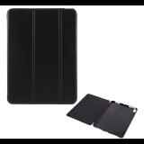 Gigapack Tok álló, bőr hatású (aktív FLIP, oldalra nyíló, TRIFOLD asztali tartó funkció) FEKETE [Apple IPAD Air 2022] (5996591004464) - Tablet tok