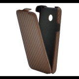 Gigapack Tok álló, bőr hatású (FLIP, lefelé nyíló, karbon minta) BARNA [Huawei Ascend Y330] (5996457456451) - Telefontok