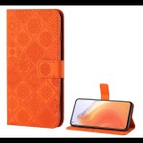 Gigapack Tok álló, bőr hatású (FLIP, oldalra nyíló, asztali tartó funkció, 3D hatás, virág minta) NARANCS [Xiaomi Mi 10T Pro 5G] (5996591037431) - Telefontok