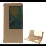 Gigapack Tok álló, bőr hatású (FLIP, oldalra nyíló, asztali tartó funkció, S-View Cover) ARANY [Huawei Mate 20] (5996457835164) - Telefontok