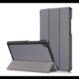Gigapack Tok álló, bőr hatású (FLIP, oldalra nyíló, TRIFOLD asztali tartó funkció) SZÜRKE [Lenovo Tab M8 (TB-8505X) LTE] (5996457930012) - Tablet tok