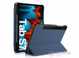 Gigapack Trifold álló, bőr hatású aktív flip tok Samsung Galaxy Tab S7 WIFI (SM-T870) készülékhez, sötétkék