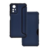 Gigapack Xiaomi Redmi Note 12S tok álló, bőr hatású (flip, légpárnás sarok, kamera védelem, karbon minta) sötétkék