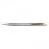 Golyóstoll, 0,7 mm, nyomógombos, arany színű klip, rozsdamentes acél tolltest, PARKER "Jotter", kék