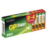 GP Batteries GP B1310T2 Super alkáli  AAA (LR03) mikro ceruza elem 8+4db/bliszter (B1310T2)