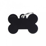 Gravírozható Biléta - Csont formájú Medium méret Fekete színben - Egyedi Biléta Dog ID