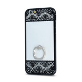 GSMLIVE Samsung G920 Galaxy S6 fekete "Floral" gyűrűs hátlap tok