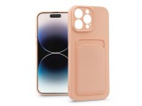 Haffner Apple iPhone 14 Pro szilikon hátlap kártyatartóval - Card Case - rózsaszín