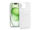 Haffner Apple iPhone 15 Plus szilikon hátlap kártyatartóval - Card Case - fehér