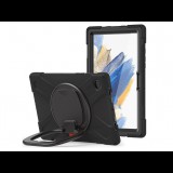 Haffner Samsung X200/X205 Galaxy Tab A8 10.5 ütésálló tablet tok 360 fokos védelemmel,  4H kijelzővédő üveggel - X-Armor - fekete (ECO csomagolás) (FN0411) - Tablet tok