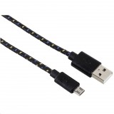 Hama 20074 Micro USB szövet adatkábel 1m fekete (20074) - Adatkábel