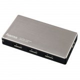 Hama 4 port USB 3.0 hub ezüst (00054544) (h00054544) - USB Elosztó