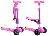 Háromkerekű Roller-Lecsukható Üléssel-Hátsó nyomófék-Gumi kerekek-Állítható Kormánymagasság-Rózsaszín