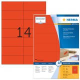 Herma No. 4557 piros színű 105 x 42,3 mm méretű, univerzálisan nyomtatható, matt felületű öntapadós etikett címke, permanens ragasztóval A4-es íven - kiszerelés: 1400 címke / 100 ív