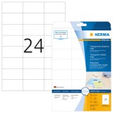 Herma No. 4685 lézeres 70 x 37 mm méretű, átlátszó öntapadós etikett címke A4-es íven - 600 etikett címke / csomag - 25 ív / csomag (Herma 4685)