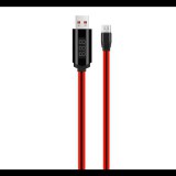 HOCO U29 adatátvitel kábel és töltő (USB - microUSB, gyorstöltés támogatás, 100cm, időzítő, LED kijelző) PIROS (U29_MICRO-USB_R) (U29_MICRO-USB_R) - Adatkábel