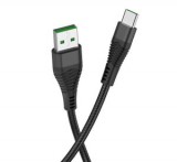 HOCO U53 adatkábel és töltő (USB - Type-C, gyorstöltés támogatás, cipőfűző minta, 120cm, törésgátló) FEKETE (U53_TYPE-C_B)