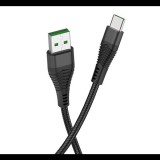 HOCO U53 adatkábel és töltő (USB - Type-C, gyorstöltés támogatás, cipőfűző minta, 120cm, törésgátló) FEKETE (U53_TYPE-C_B) (U53_TYPE-C_B) - Adatkábel