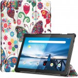 Huawei Mediapad M5 Lite 10.1, mappa tok, színes nagy pillangó minta, Trifold, fehér (89458) - Tablet tok