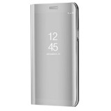 Huawei P30, Oldalra nyíló tok, hívás mutatóval, Smart View Cover, ezüst (utángyártott) (85702) - Telefontok