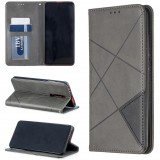 Huawei P40 Lite E, Oldalra nyíló tok, stand, geometria minta, Wooze DesignBook, szürke (90859) - Telefontok