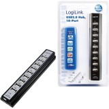 HUB 10Port LogiLink aktiv mit Netzteil Black (UA0096) - USB Elosztó