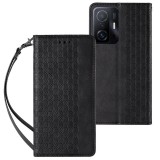 Hurtel Magnet Strap Case Case for Samsung Galaxy A12 5G Pouch Wallet + Mini Lanyard Pendant Black