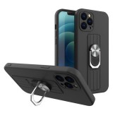Hurtel Ring Case silicone case with finger grip and stand for Xiaomi Redmi Note 10 / Redmi Note 10S black