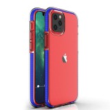 Hurtel Spring Case clear TPU gel protective cover with colorful frame for iPhone 13 mini dark blue