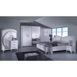 IB Antalia olasz stílusú hálószoba garnitúra, fehér színben, 2 tolóajtós szekrénnyel, 180 cm-es ággyal