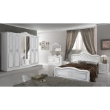 IB Luisa olasz stílusú hálószoba garnitúra, fehér-ezüst színben, 4 ajtós szekrénnyel és 160 cm-es ággyal