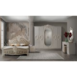 IB Nora olasz stílusú hálószoba garnitúra, tojáshéjszín színben, 6 ajtós szekrénnyel és 160 cm-es ággyal