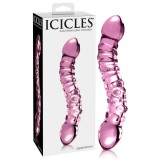 Icicles No. 55 - kétvégű, G-pont üveg dildó (pink)