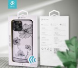 iPhone 12 Pro Max (6,7") hátlap tok, TPU tok, virágos / köves mintás, fekete, Devia Crystal Flora
