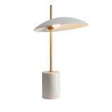 ITALUX VILAI arany színű állvánnyal és márványmintás talppal asztali lámpa fehér, 3000K melegfehér, beépített LED, 400 lm, IT-TB-203342-1-WH