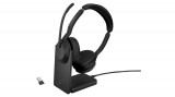 Jabra Evolve2 55 MS Stereo with Link380a Bluetooth Headset with Charging Stand Black 25599-999-989