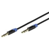 Jack audio kábel, 1x 3,5 mm jack dugó - 1x 3,5 mm jack dugó, 0,6 m, aranyozott, fekete, Vivanco 1010220 (41903) - Audió kábel