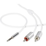 Jack - RCA audio kábel, 1x 3,5 mm jack dugó - 2x RCA dugó, 3 m, fehér, SuperSoft, SpeaKa Professional 989291 (SP-3957164) - Audió kábel