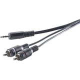 Jack - RCA audio kábel, 1x 3,5 mm jack dugó - 2x RCA dugó, 5 m, szürke, SpeaKa Professional 325226 (SP-1300904) - Audió kábel