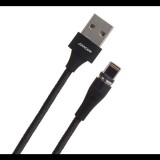 JOYROOM adatkábel és töltő (USB - lightning 8pin, mágneses csatlakozó, 100cm, cipőfűző minta) FEKETE (S-1021X1L) (S-1021X1L) - Adatkábel