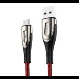 JOYROOM SHARP adatkábel és töltő (USB - microUSB, gyorstöltés támogatás, 120cm, nylon, törésgátló, cipőfűző) PIROS (S-M411_R_MICROUSB120) (S-M411_R_MICROUSB120) - Adatkábel