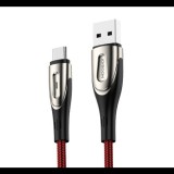 JOYROOM SHARP adatkábel és töltő (USB - Type-C, gyorstöltés támogatás, 200cm, nylon, törésgátló, cipőfűző minta) PIROS (S-M411_R_TYPE-C200) (S-M411_R_TYPE-C200) - Adatkábel