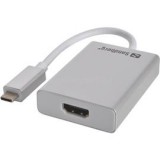 Kábel Átalakító - USB-C to HDMI Link (ezüst; USB-C bemenet; HDMI (anya) kimenet; 2048x1152@32bit) (SANDBERG_136-12)